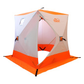 Палатка зимняя куб СЛЕДОПЫТ 2,1х2,1 м, 4-местн. (210D PU 1000, бело-оранж) TW-06